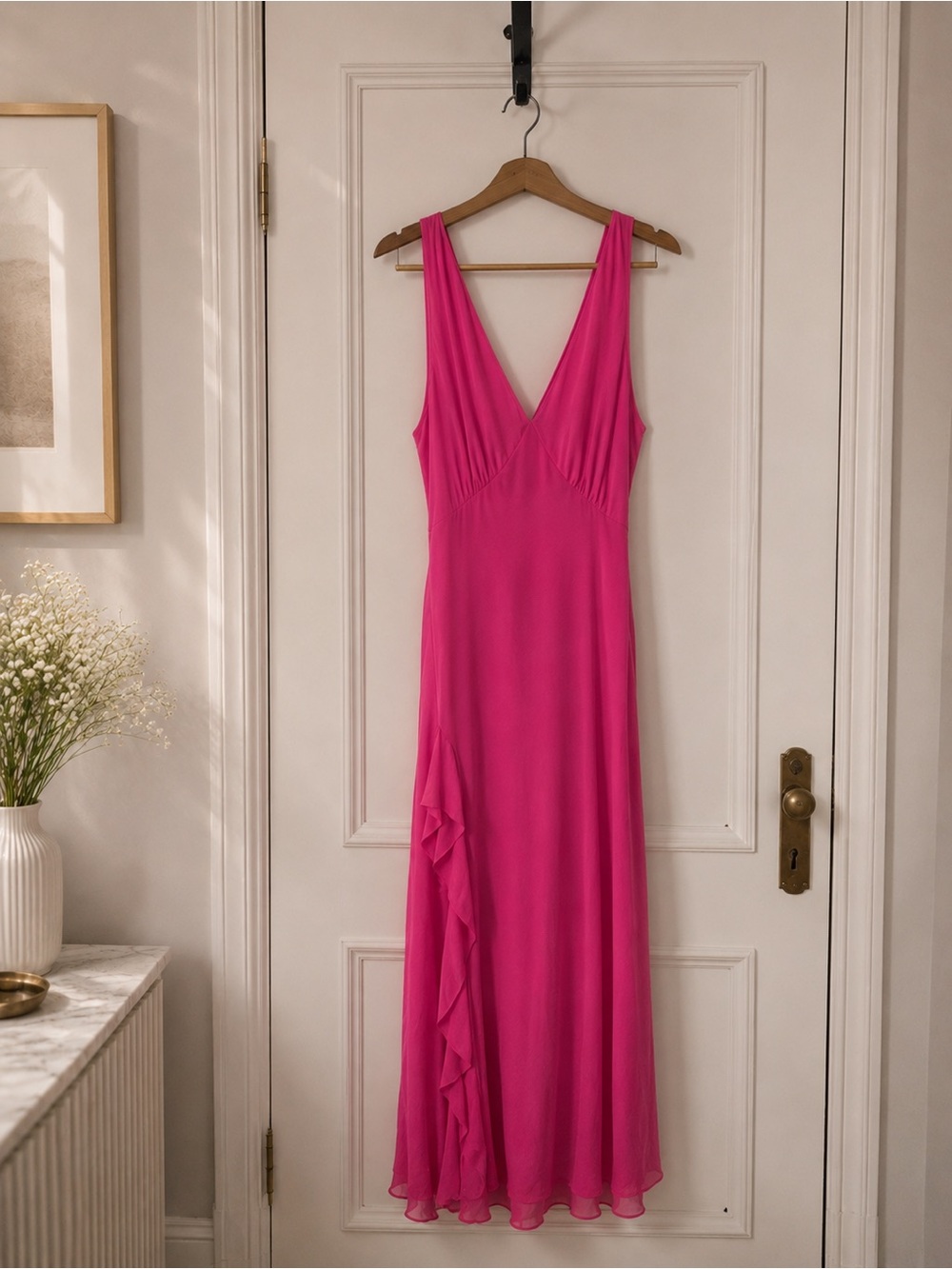 Amazon Hot Pink Sleeveless V-Neck Maxi Dress